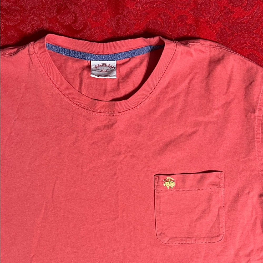 Brooks Brothers 346 Men’s Large Coral Long Sleeve Pocket T-Shirt Cotton Casual